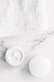 Skincare and body care, luxury spa and clean products concept - organic beauty cosmetics on marble, home spa flatlay background