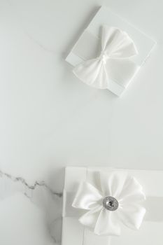 Romantic celebration, lifestyle and holiday present concept - Luxury wedding gifts on marble