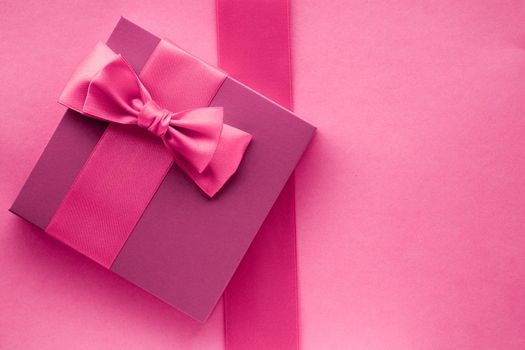 Baby shower girl, celebration, present concept - Pink gift boxes, feminine style flatlay background