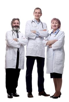 in full growth. a group of diverse medical professionals . isolated on a white background.