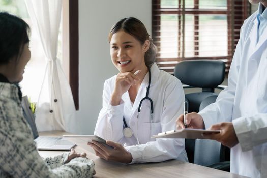 Doctor explain to patient about health care. Medicine and health care and insurance concept.