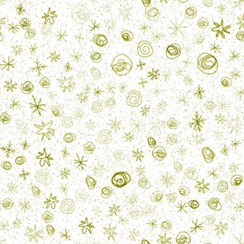 Hand Drawn Snowflakes Christmas Seamless Pattern. Subtle Flying Snow Flakes on chalk snowflakes Background. Amazing chalk handdrawn snow overlay. Good-looking holiday season decoration.