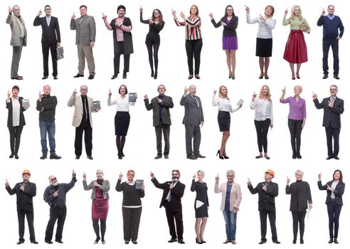 group of businessmen showing thumbs up isolated on white background