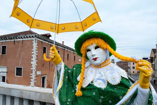 VENICE, ITALY - Febrary 7 2018: The masks of the Venice carnival 2018