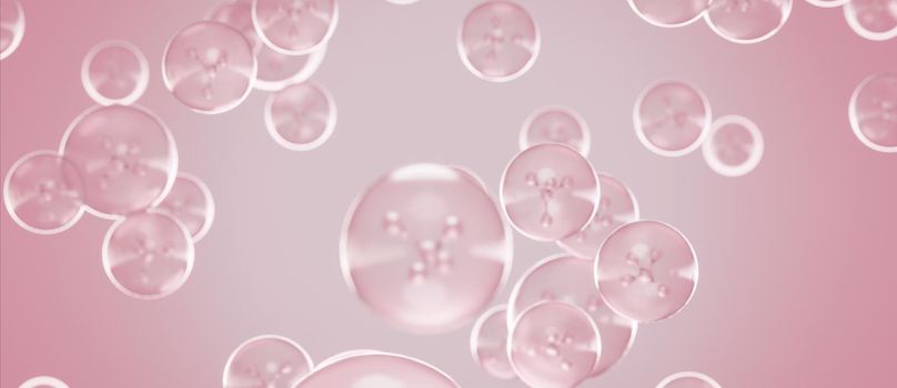 Creative Luxurious Molecules Collagen Vitamin Serum Clean Abstract Light Pink Background 3D Rendering