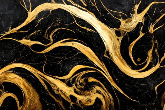 Black-golden marble luxury texture and background, neural network generated art. Digitally generated image. Not based on any actual scene or pattern.