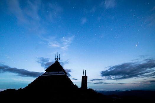 Landscape views of sunset from the summit of Mt Buller over the Victorian Alps in the Victorian High Country, Australia