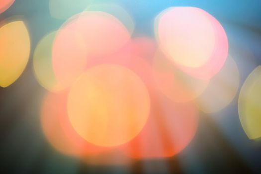 Colourful lights bokeh - abstract background, defocused overlay, bright colours concept