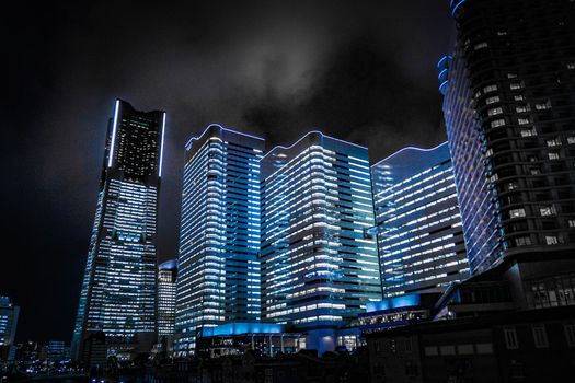 Night view of Yokohama Minato Mirai. Shooting Location: Yokohama-city kanagawa prefecture
