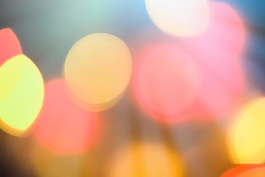 Colourful lights bokeh - abstract background, defocused overlay, bright colours concept