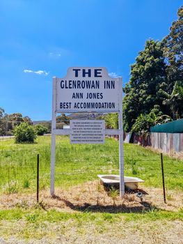 GLENROWAN, AUSTRALIA- DECEMBER 27 2021: The historic town of Glenrowan and its historic precinct, famous for its Kelly Gang history on a warm summer's day in Victoria, Australia