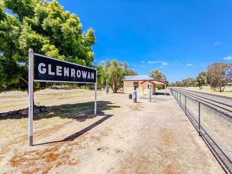 GLENROWAN, AUSTRALIA- DECEMBER 27 2021: The historic town of Glenrowan and its historic precinct, famous for its Kelly Gang history on a warm summer's day in Victoria, Australia