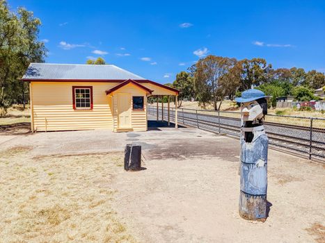 GLENROWAN, AUSTRALIA- DECEMBER 27 2021: The historic town of Glenrowan and its historic precinct, famous for its Kelly Gang history on a warm summer's day in Victoria, Australia