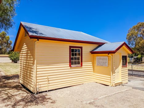 GLENROWAN, AUSTRALIA- DECEMBER 27 2021: The historic town of Glenrowan and its historic precinct, famous for its Kelly Gang history on a warm summer's day in Victoria, Australia
