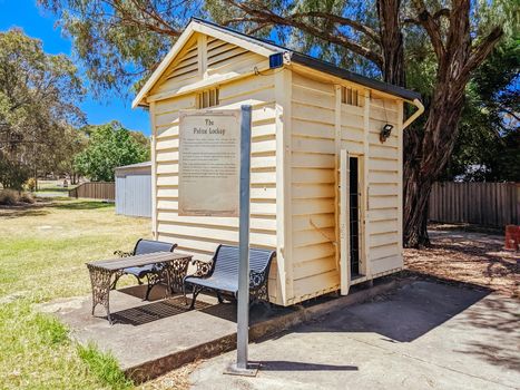 GLENROWAN, AUSTRALIA- DECEMBER 27 2021: The historic town of Glenrowan and its historic precinct, famous for its Kelly Gang history on a warm summer's day in Victoria, Australia