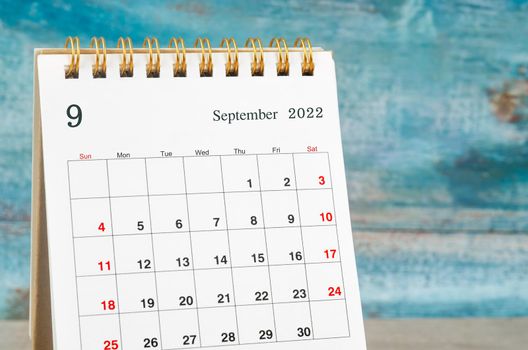 September 2022 Monthly desk calendar for 2022.