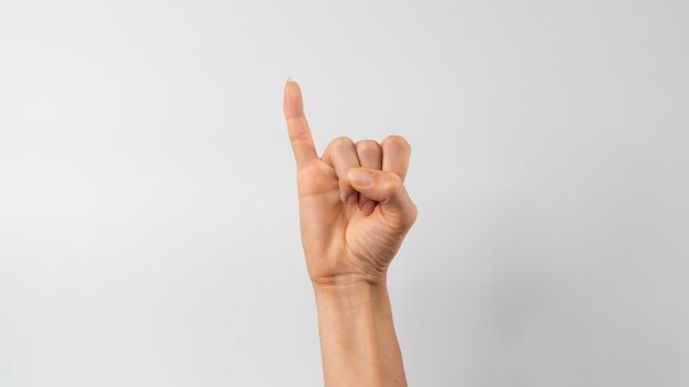Sign language of the deaf and dumb people, English letter i. High quality photo