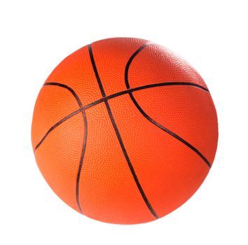 Ball for game in basketball of orange colour isolated on white background