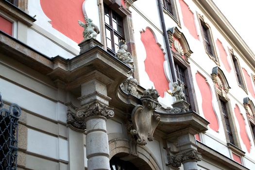 Ancient buildings on Ostrow Tumski at daytime in Wroclaw. High quality photo