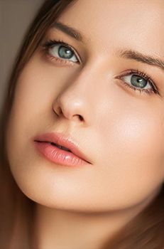 Natural beauty and no make-up look, beautiful young woman as skin care cosmetics and feminine brand concept, face portrait close-up