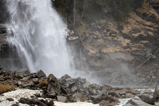 Landscape showing Krimmler Waterfall in a long exposure picture in Austria