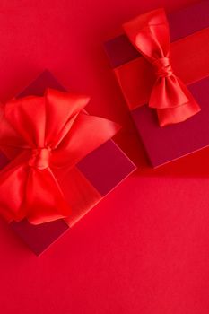 Romantic celebration, lifestyle and birthday present concept - Luxury holiday gifts on red