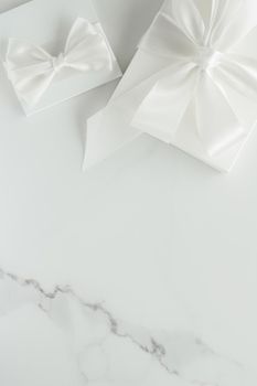 Romantic celebration, lifestyle and holiday present concept - Luxury wedding gifts on marble