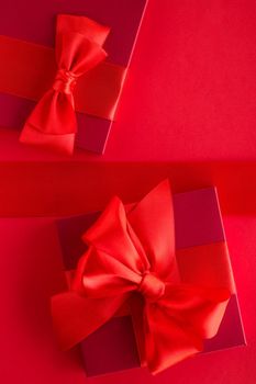 Romantic celebration, lifestyle and birthday present concept - Luxury holiday gifts on red