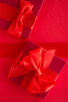 Romantic celebration, lifestyle and birthday present concept - Luxury holiday gifts on red