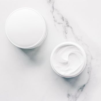 Skincare and body care, luxury spa and clean products concept - organic beauty cosmetics on marble, home spa flatlay background