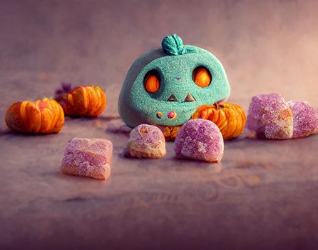 halloween cute pumpkin greeting card background.