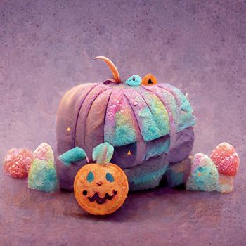 halloween cute pumpkin greeting card background.