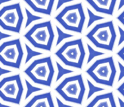 Chevron stripes design. Indigo symmetrical kaleidoscope background. Geometric chevron stripes pattern. Textile ready stylish print, swimwear fabric, wallpaper, wrapping.