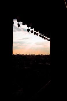 Scenery of Bangkok Cityscape  at dusk From Golden Mountain Temple