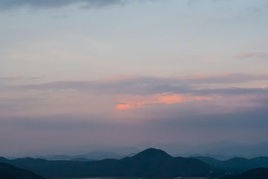 Panorama scenery of Mountain landscape at evening sunset nature background