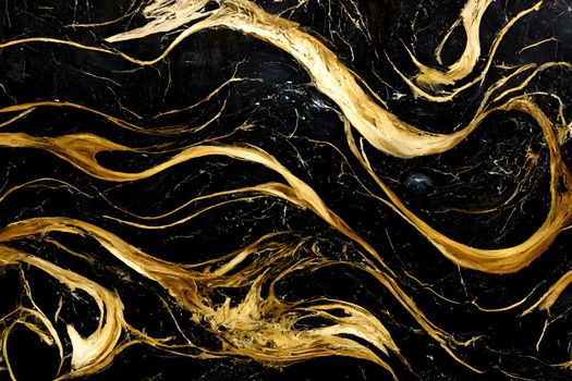Black-golden marble luxury texture and background, neural network generated art. Digitally generated image. Not based on any actual scene or pattern.
