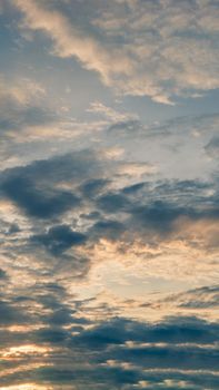 Atmosphere panorama Dramatic Sky Sunset Sunrise Dark orange rosy yellow blue pink cloud background.