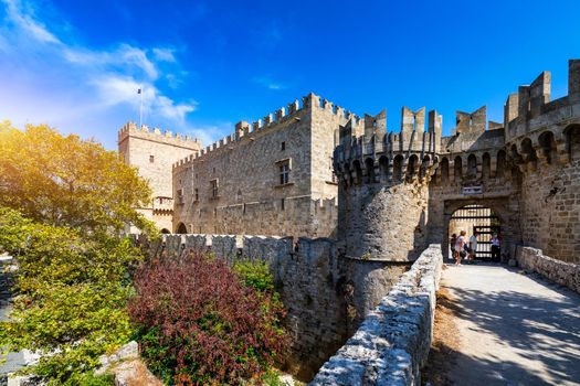 The Palace of the Grand Master of the Knights of Rhodes, Greece. Famous Knights Grand Master Palace (also known as Castello) in the Medieval town of Rhodes, Greece.