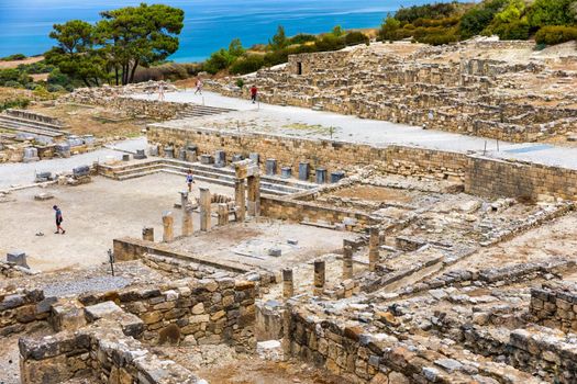 Ancient city of Kameiros on the Greek island of Rhodes in Dodekanisos archipelago. Ancient Kamiros, archaeological site. Archaeological site ancient Kamiros in Rhodes island at Greece. 