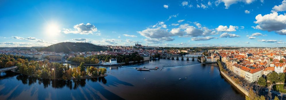 Charles Bridge sunset view of the Old Town pier architecture, Charles Bridge over Vltava river in Prague, Czechia. Old Town of Prague with Charles Bridge, Prague, Czech Republic.