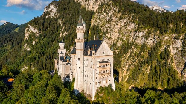 Neuschwanstein Fairytale Castle near Fussen, Bavaria, Germany. View of famous Neuschwanstein Castle. Location: village of Hohenschwangau, near Fussen, southwest Bavaria, Germany, Europe
