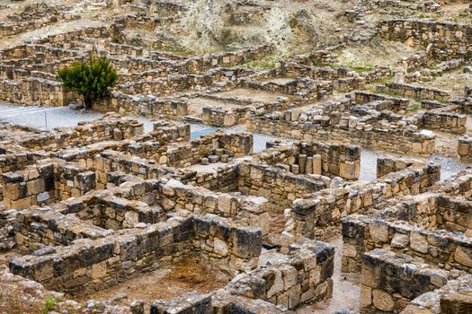 Ancient city of Kameiros on the Greek island of Rhodes in Dodekanisos archipelago. Ancient Kamiros, archaeological site. Archaeological site ancient Kamiros in Rhodes island at Greece. 
