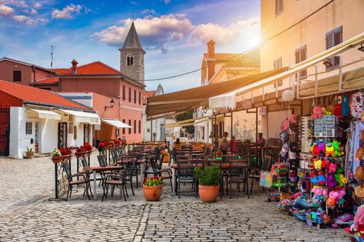 Historic town of Nin laguna view, Dalmatia region of Croatia. Street view of the famous Nin lagoon and medieval in Croatia. Colorful architecture in town of Nin, Dalmatia, Croatia