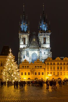 The Church of Our Lady before Tyn. The Old Town Square Prague Czech Republic. Famous Tyn Church on Old Town Square, Prague, Czech Republic.