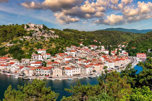 Novigrad Dalmatinski bay panoramic view, Dalmatia, Croatia. Novigrad Dalmatinski bay panoramic view, Dalmatia archipelago of Croatia