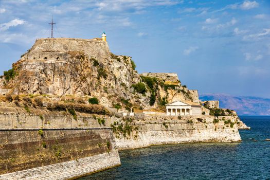 The old Venetian fortress of Corfu town, Corfu, Greece. The Old Fortress of Corfu is a Venetian fortress in the city of Corfu. Venetian Old Fortress (Palaio Frourio), Corfu, Ionian Islands, Greece