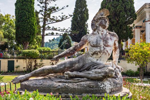 Achilleion palace in Corfu Island, Greece, built by Empress of Austria Elisabeth of Bavaria, also known as Sisi. The Achilleion palace in Corfu, Greece.