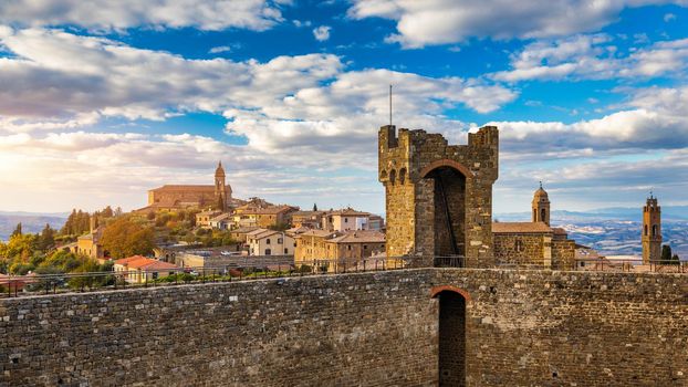 View of Montalcino town, Tuscany, Italy. Montalcino town takes its name from a variety of oak tree that once covered the terrain. View of the medieval Italian town of Montalcino. Tuscany
