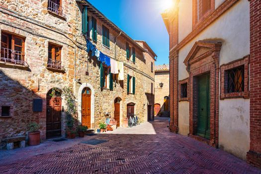 Pienza, a town in the province of Siena in Tuscany, Italy, Europe. Tuscany, Pienza italian medieval village. Siena, Italy. The small town of Pienza in Tuscany, Italy. 