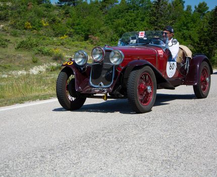 URBINO - ITALY - JUN 16 - 2022 : FIAT 514 MM 1930 on an old racing car in rally Mille Miglia 2022 the famous italian historical race (1927-1957